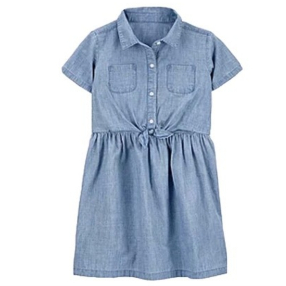 NWT Carter's Girls Blue Chambray Shirt Dress Sz 14 Denim Look Cotton Lightweight